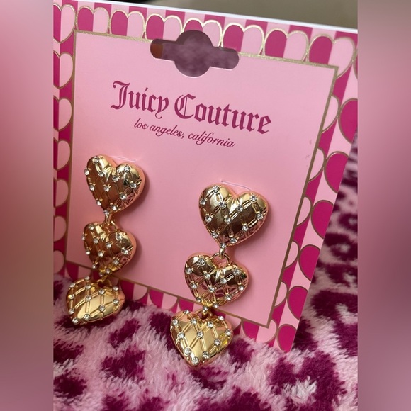 Juicy Couture Earrings,Juicy Couture Gold and Heart Drop Earrings - Picture 3 of 10
